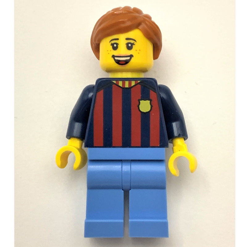 Fan fc barcelona - jambes bleues moyennes, cheveux orange foncé (FC Barcelona Fan - Medium Blue Legs, Dark Orange Hair)
