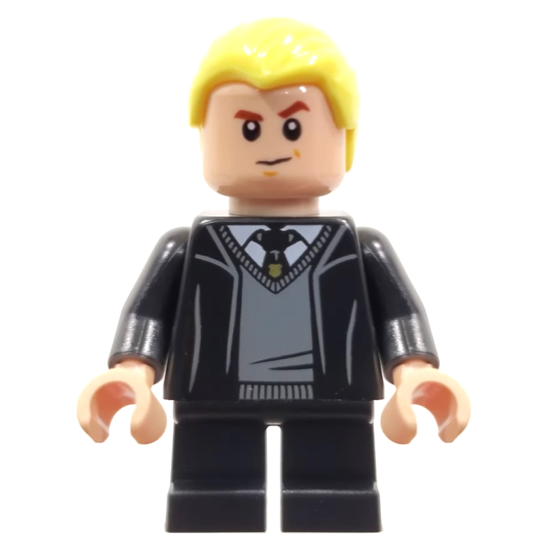 Drago Malefoy, longues robes ouvertes sur un pull en Serpentard, courtes jambes noires (Draco Malfoy, Open Long Robes over Slytherin Sweater, Short Black Legs)