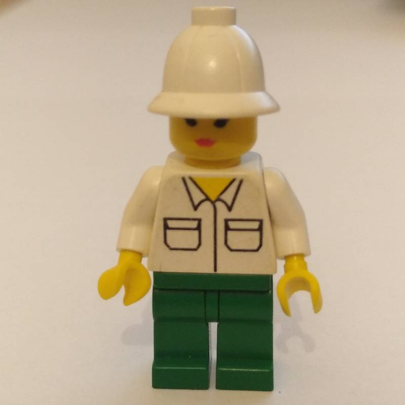 Torse blanc, jambes vertes, casque blanc (White Torso, Green Legs, White Pith Helmet)