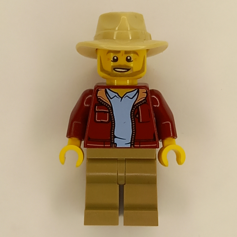 Larry jones - torse rouge foncé, jambes beige foncé, chapeau beige (Larry Jones - Dark Red Torso, Dark Tan Legs, Tan Hat)