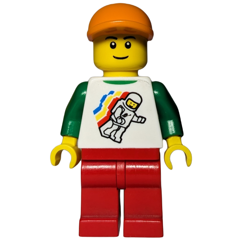 Torse blanc, jambes rouges, casquette orange (White Torso, Red Legs, Orange Cap)