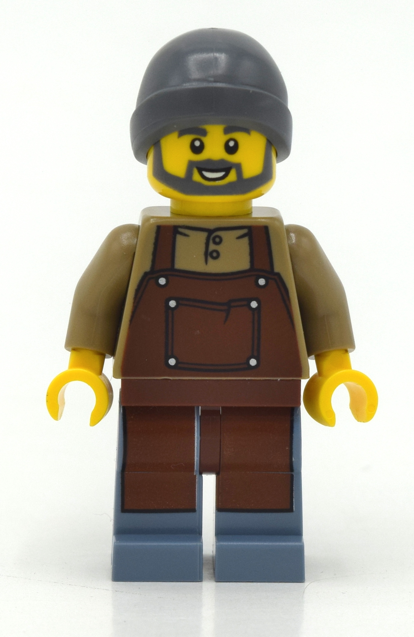 Barista, tablier brun rougeâtre, jambes bleu sable, bonnet gris bleuté foncé (Barista, Reddish Brown Apron, Sand Blue Legs, Dark Bluish Gray Beanie Hat)
