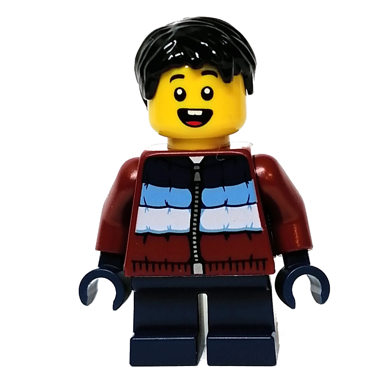 Kid - torse rouge foncé, jambes bleu foncé, cheveux noirs (Kid - Dark Red Torso, Dark Blue Legs, Black Hair)