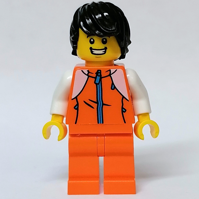 Torse orange, jambes orange, cheveux noirs (Orange Torso, Orange Legs, Black Hair)