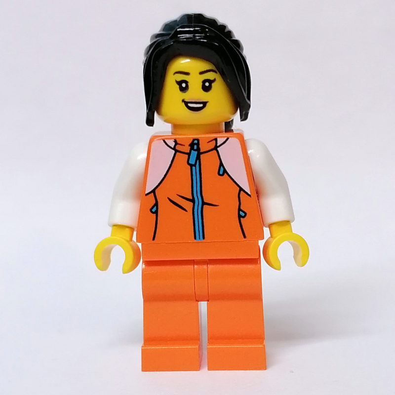 Torse orange, jambes orange, cheveux noirs (Orange Torso, Orange Legs, Black Hair)