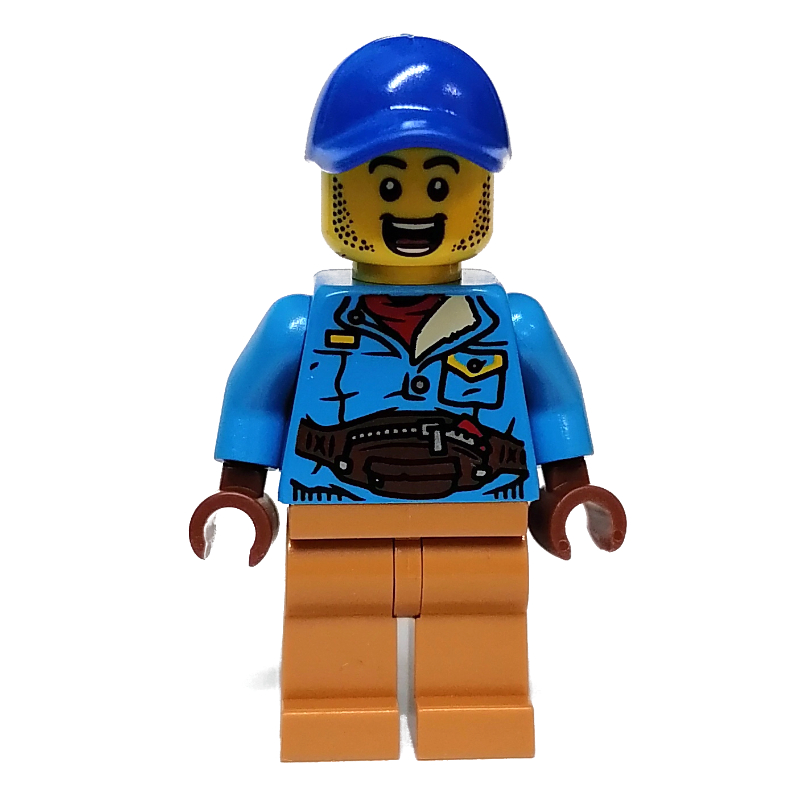 Torse azur foncé, jambes nougat moyen, casquette bleue (Dark Azure Torso, Medium Nougat Legs, Blue Cap)
