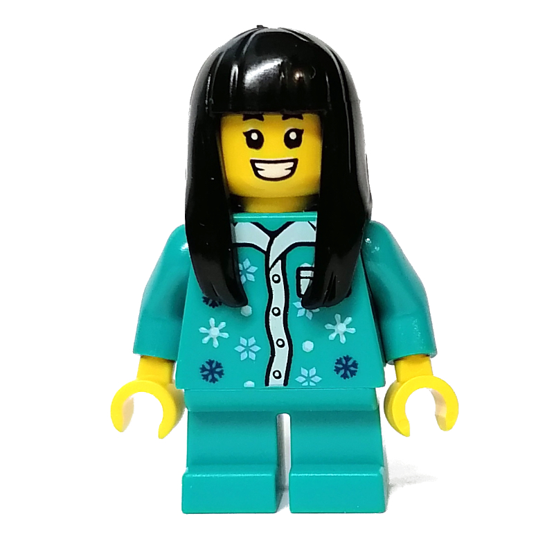 Kid - torse et jambes turquoise foncé, longs cheveux noirs (Kid - Dark Turquoise Torso and Legs, Long Black Hair)