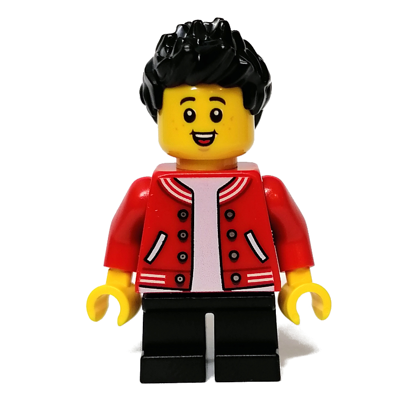 Enfant - torse rouge, jambes noires, cheveux noirs (Kid - Red Torso, Black Legs, Black Hair)
