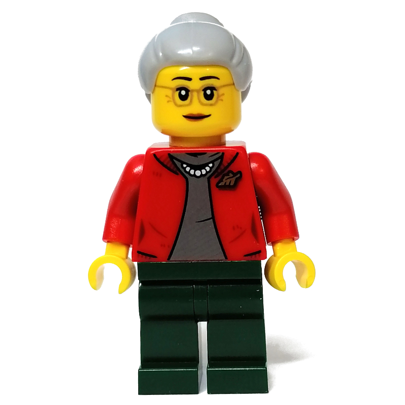 Torse rouge, jambes vert foncé, cheveux gris bleuté clair (Red Torso, Dark Green Legs, Light Bluish Grey Hair)
