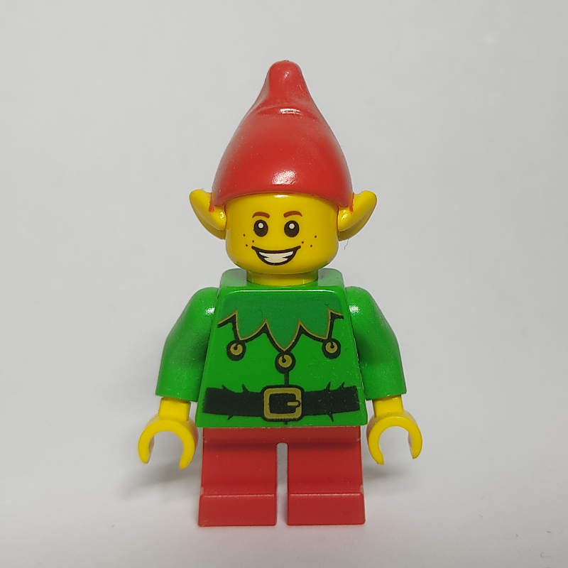 Elf - torse vert vif, jambes rouges, chapeau rouge (Elf - Bright Green Torso, Red Legs, Red Hat)
