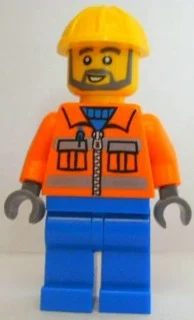 Travailleur - torse orange, jambes bleues, casque jaune - wauwatosa (Worker - Orange Torso, Blue Legs, Yellow Helmet - Wauwatosa)