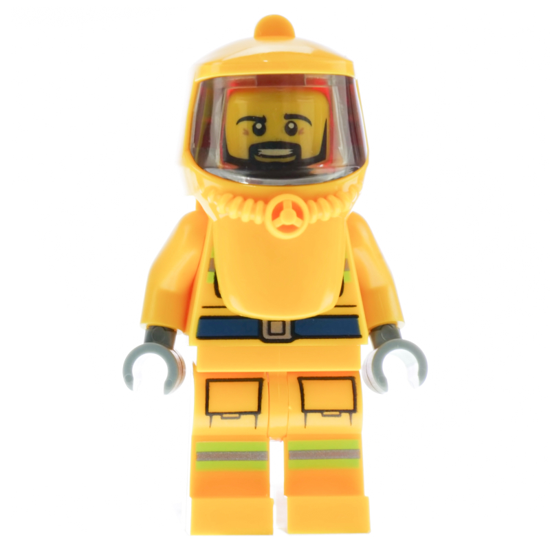 Pompier, costume hazmat orange clair (Firefighter, Bright Light Orange Hazmat Suit)