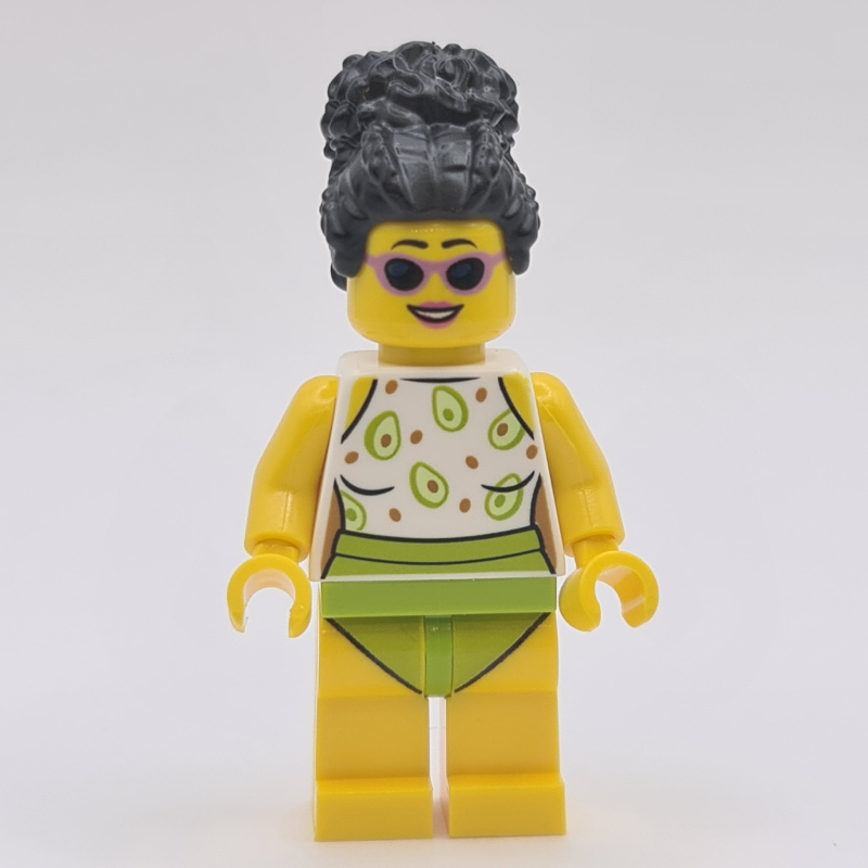 Femme, blanc et vert citron (Woman, White and Lime Swimsuit)