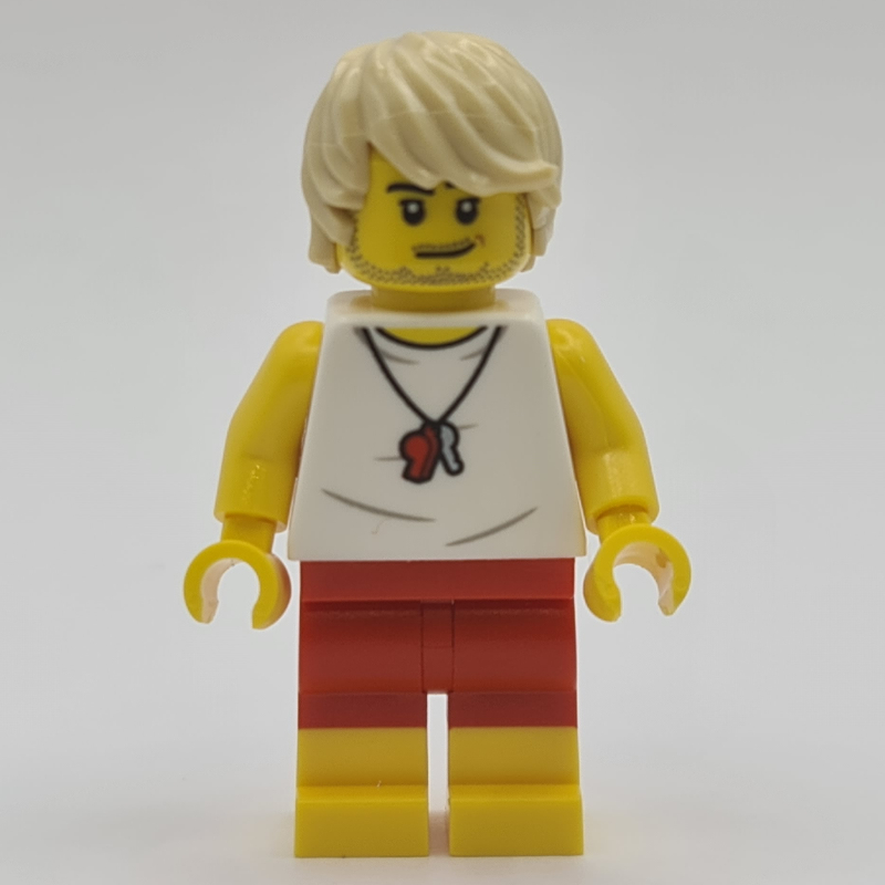 Sauveteur, gilet blanc, cheveux beige (Lifeguard, White Vest, Tan Hair)
