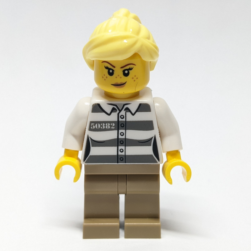 Bandit, chemise de prison, jambes beige foncé, cheveux jaune clair vif (Criminal, Prison Shirt, Dark Tan Legs, Bright Light Yellow Hair)