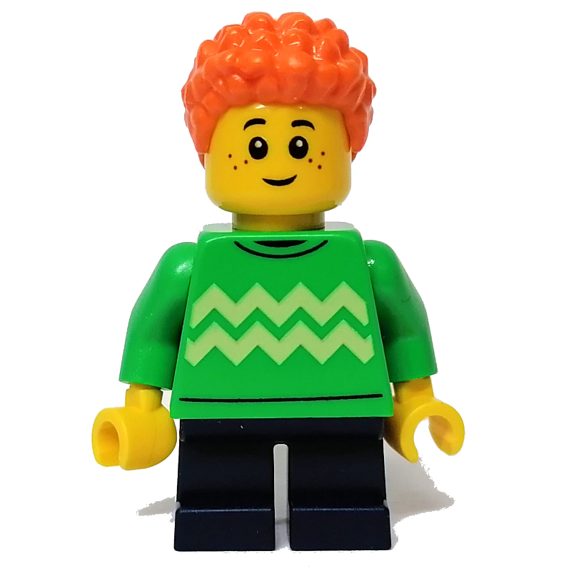 Garçon, pull vert, cheveux orange (Boy, Green Sweater, Orange Hair)