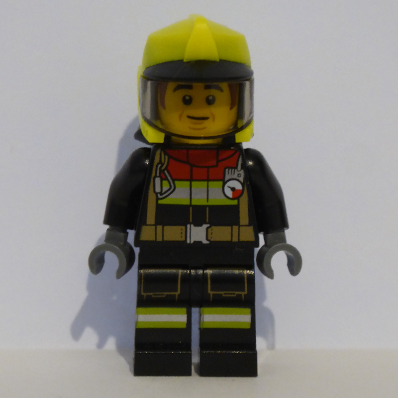 Bob, combinaison de tir noire, casque jaune éclatant (Bob, Black Firesuit, Vibrant Yellow Helmet)
