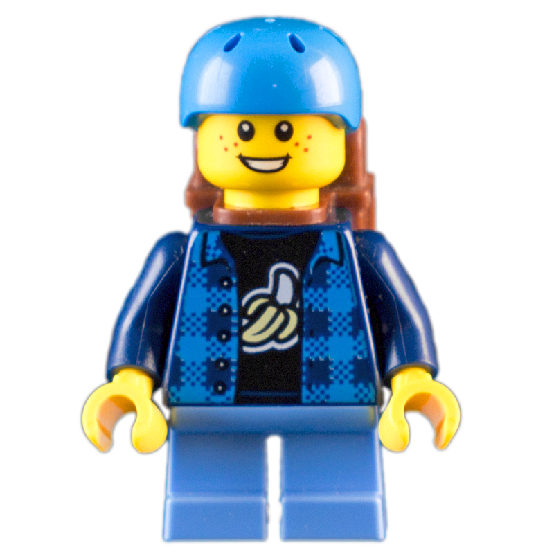 Enfant - torse bleu foncé, jambes bleu moyen, casque bleu azur foncé, sac à dos (Kid - Dark Blue Torso, Medium Blue Legs, Dark Azure Helmet, Backpack)