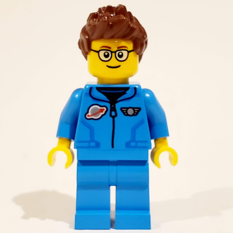 Homme, survêtement noir azur avec logo espace classique, lunettes (Man, Dark Azure Tracksuit with Classic Space Logo, Glasses)