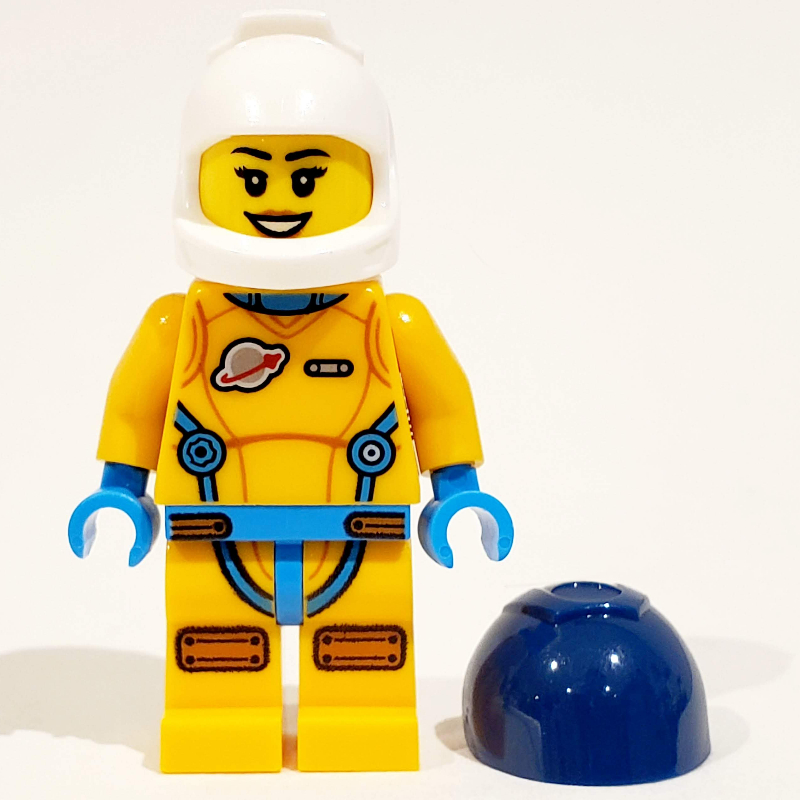 Astronaute, femme, costume orange clair lumineux, visière bleu foncé (Astronaut, Female, Bright Light Orange Suit, Dark Blue Visor)