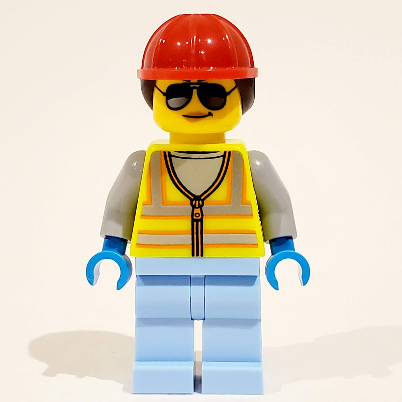 Femme, gilet de sécurité jaune vibrant, casque de chantier rouge (Woman, Vibrant Yellow Safety Vest, Red Hard Hat)
