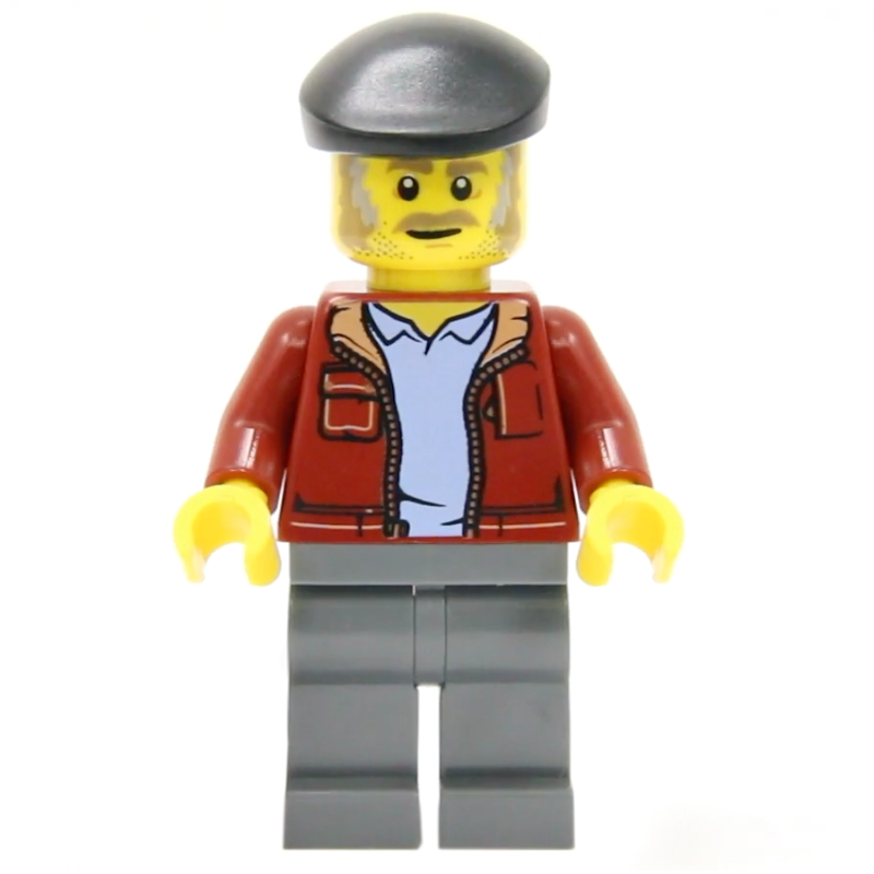 Torse rouge foncé, jambes gris bleuté foncé, casquette noire (Dark Red Torso, Dark Bluish Gray Legs, Black Cap)