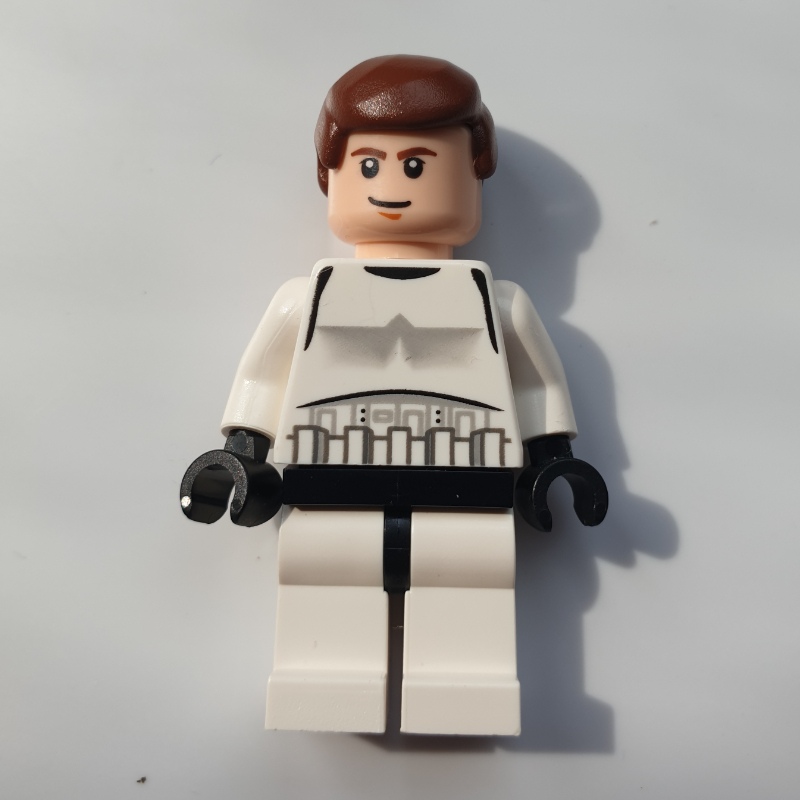 Han Solo, déguisement Stormtrooper, yeux noirs - tête 3626c (Han Solo, Stormtrooper Disguise, Black Eyes - 3626c Head)