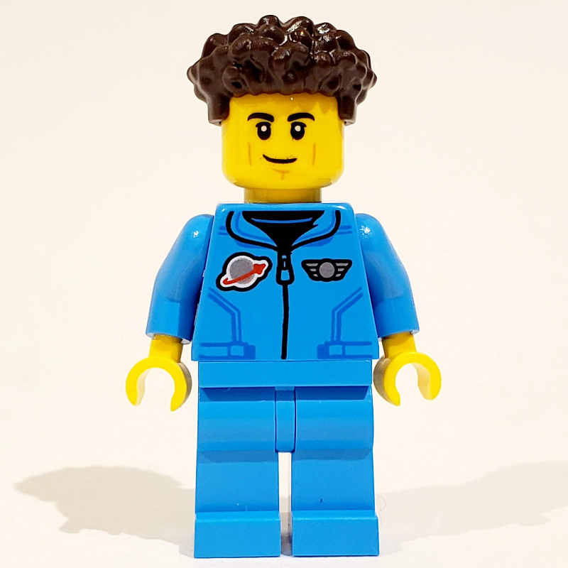 Astronaute, combinaison azur foncé, cheveux brun foncé (Astronaut, Dark Azure Jumpsuit, Dark Brown Hair)