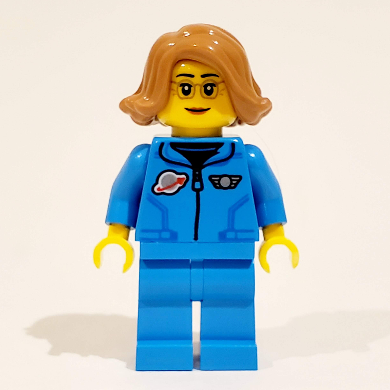Astronaute, combinaison azur foncé, cheveux nougat moyen (Astronaut, Dark Azure Jumpsuit, Medium Nougat Hair)