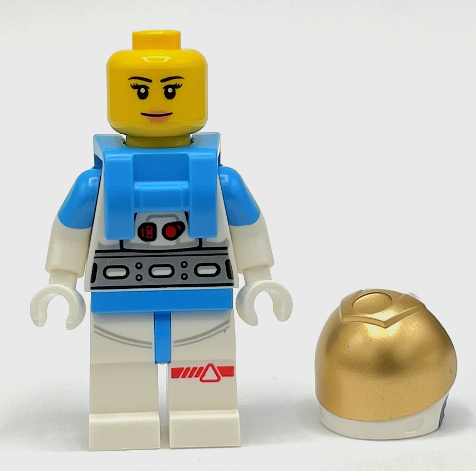 Astronaute, combinaison spatiale blanche, sac à dos azur foncé, visière dorée (Astronaut, White Spacesuit, Dark Azure Backpack, Gold Visor)