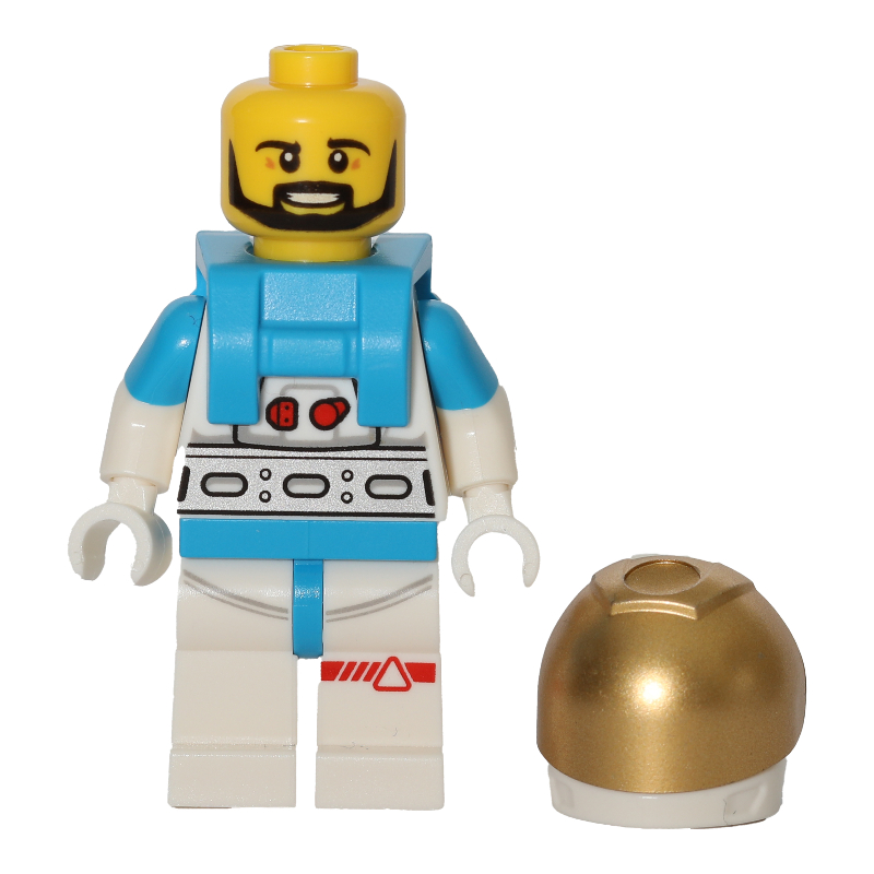 Astronaute, homme, tenue blanche, visière dorée, barbe (Astronaut, Male, White Suit, Gold Visor, Beard)
