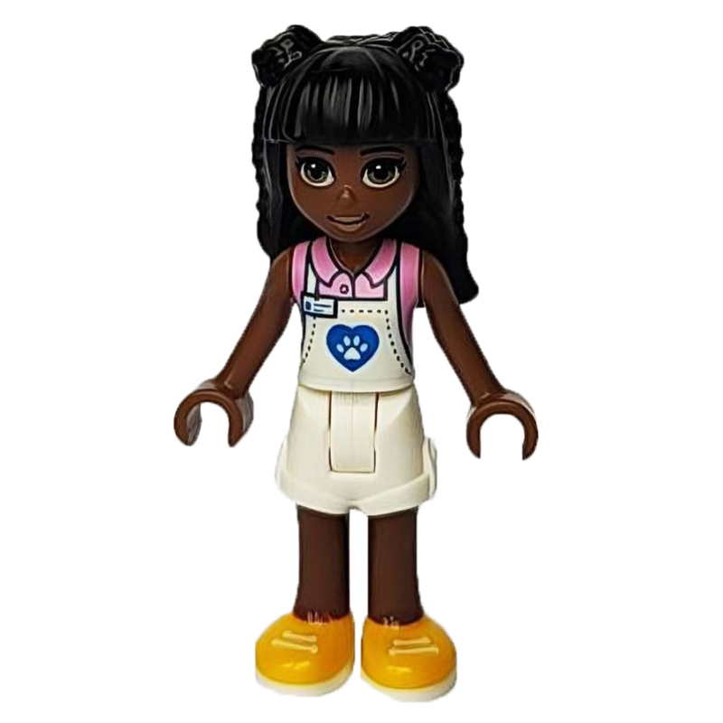 Priyanka - tablier blanc et short, cheveux noirs (Priyanka - White Apron and Shorts, Black Hair)