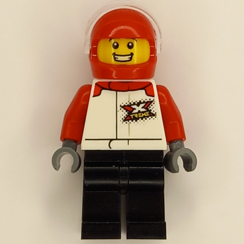 Sam speedster - torse blanc, jambes noires, casque rouge (Sam Speedster - White Torso, Black Legs, Red Helmet)