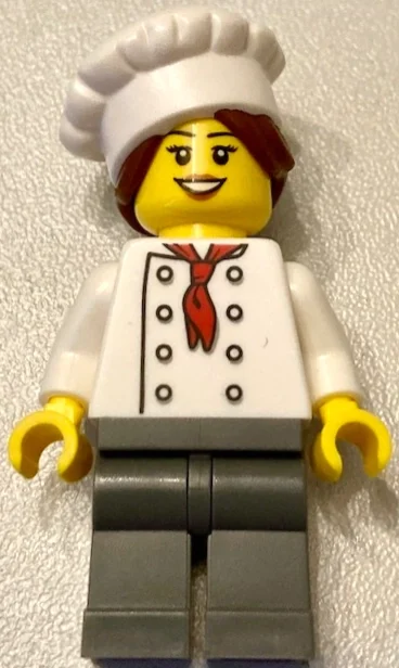LEGO house - chef, femme, jambes gris bleuté foncé (LEGO House - Chef, Female, Dark Bluish Gray Legs)