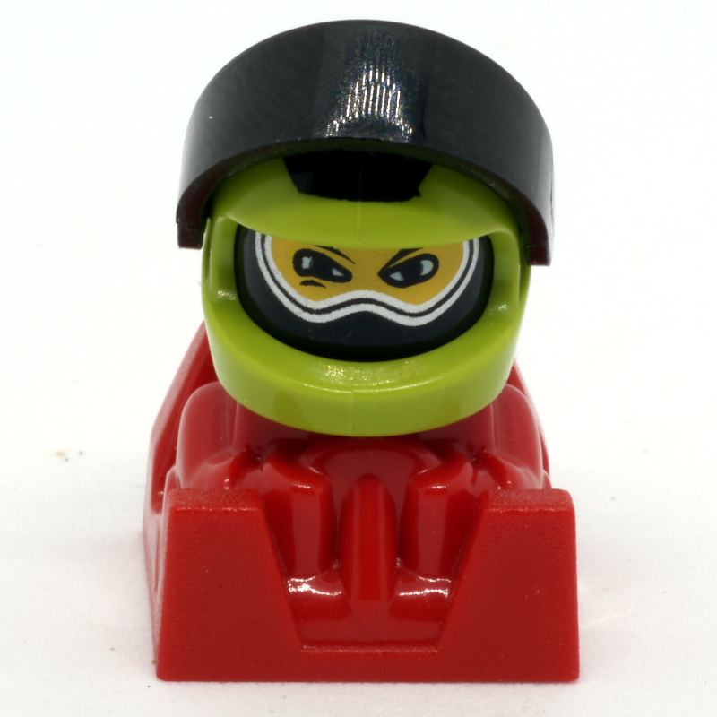 Racer - casque vert citron, visière noire, corps rouge (Racer - Lime Helmet,  Black Visor, Red Body)