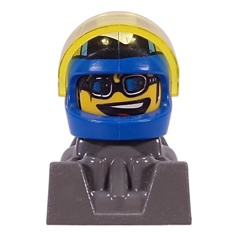 Racer - casque bleu, visière jaune transparent, corps gris foncé (Racer - Blue Helmet, Trans-Yellow Visor, Dark Gray Body)