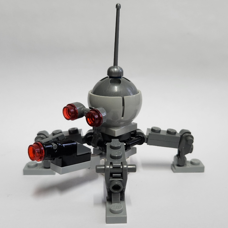 Droïde d'araignée nain, dôme gris bleuté foncé, canon de tir (Dwarf Spider Droid, Dark Bluish Gray Dome, Shooter Cannon)