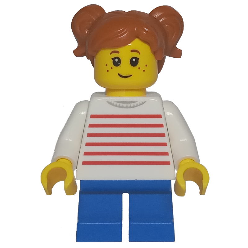 Enfant - torse blanc, jambes bleues, cheveux orange foncé (Kid - White Torso, Blue Legs, Dark Orange Hair)