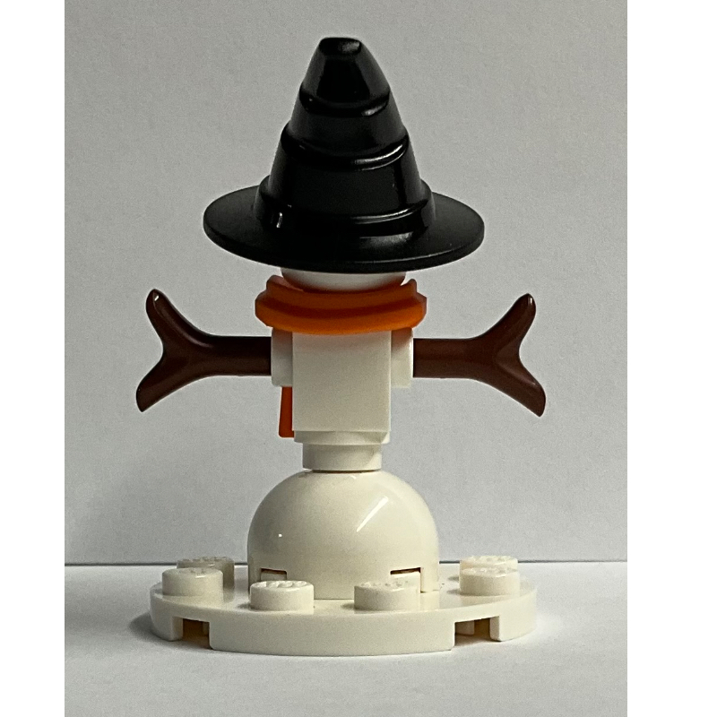 Bonhomme de neige - écharpe orange, chapeau de sorcière (Snowman - Orange Scarf, Witch Hat)