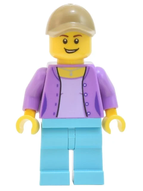 Torse lavande moyen, jambes azur moyen, casquette beige foncé (Medium Lavender Torso, Medium Azure Legs, Dark Tan Cap)