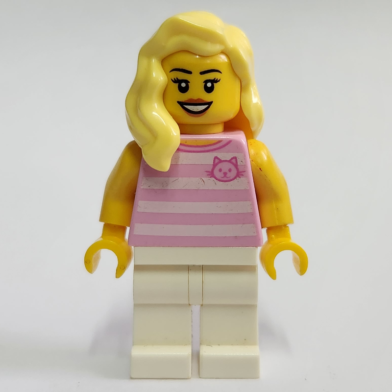 Torse rose vif, jambes blanches, cheveux jaune clair vif (Bright Pink Torso, White Legs, Bright Light Yellow Hair)