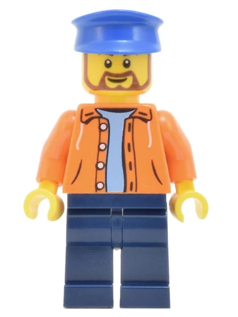 Torse orange, bleu foncé, casquette bleue (Orange Torso, Dark Blue, Blue Cap)