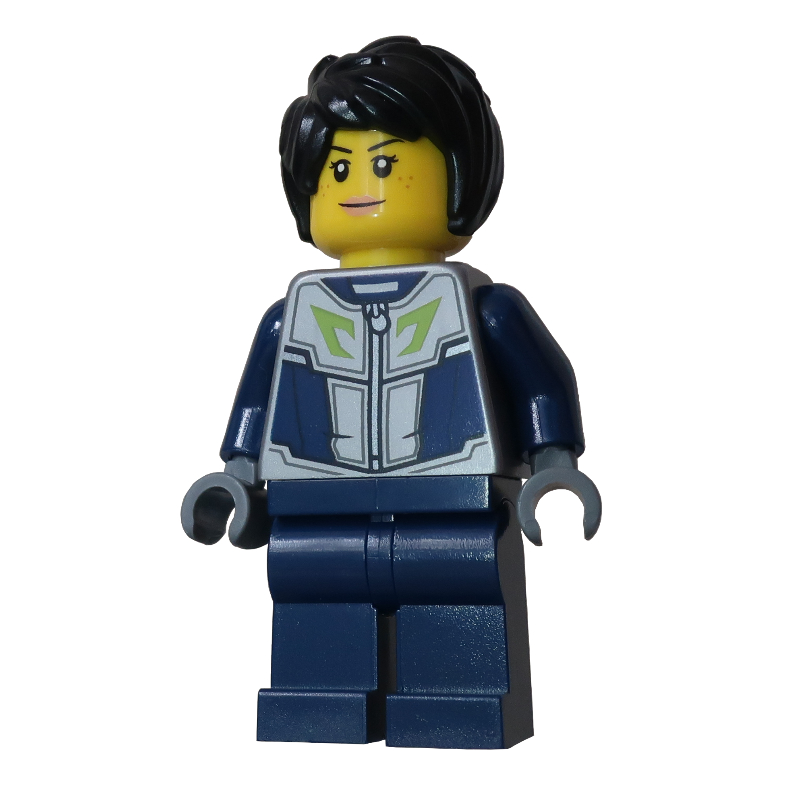 Femme, combinaison de plongée bleu foncé et gris bleuté foncé (Woman, Dark Blue and Dark Bluish Gray Wetsuit)