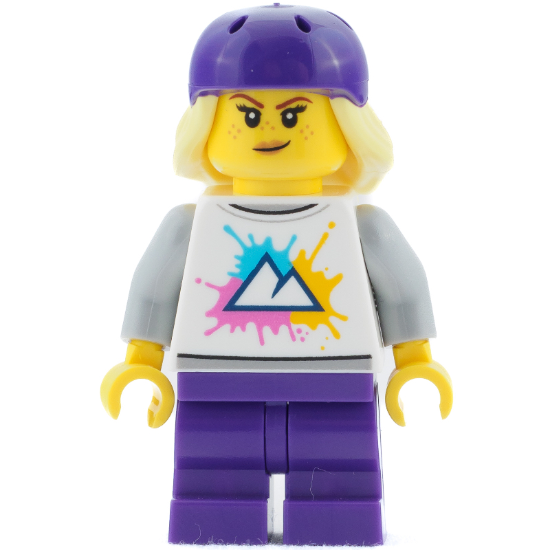 Femme, jambes moyennes violet foncé et casque de vélo (Woman, Dark Purple Medium Legs and Bike Helmet)