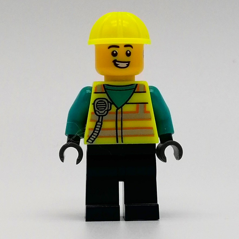 Homme, gilet de sécurité jaune vibrant et casque (Man, Vibrant Yellow Safety Vest and Helmet)