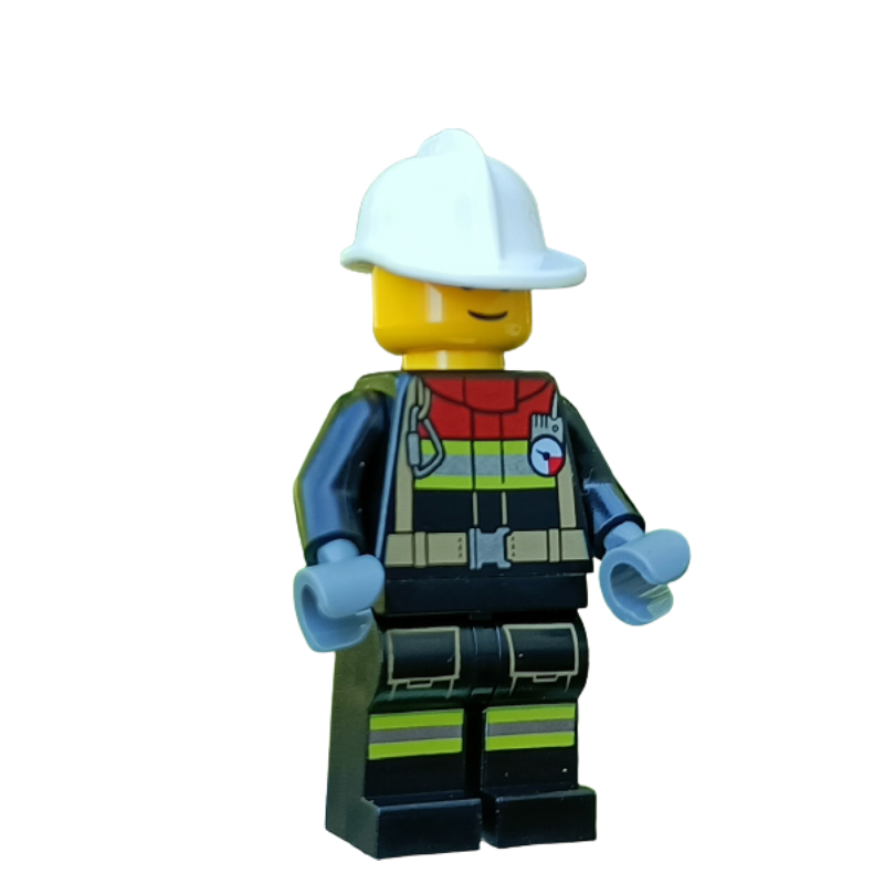 Pompier - costume noir, casque blanc (freddy fresh) (Firefighter - Black Suit, White Helmet (Freddy Fresh))