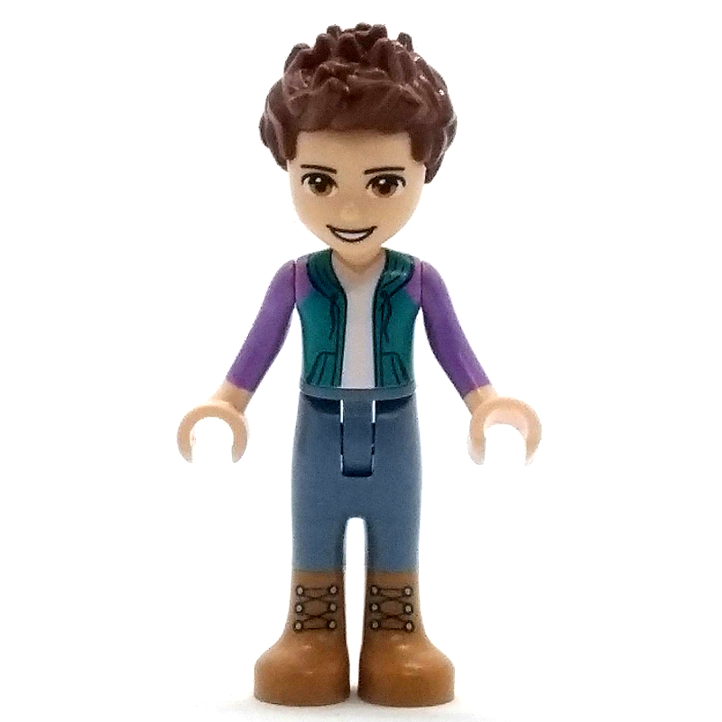 Ethan - chemise turquoise foncée, pantalon bleu sable, cheveux brun rougeâtre (Ethan - Dark Turquoise Shirt, Sand Blue Pants, Reddish Brown Hair)