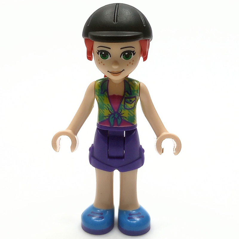 Mia — haut vert citron, jupe pourpre foncé, bonnet d'équitation (Mia - Lime Top, Dark Purple Skirt, Riding Cap)