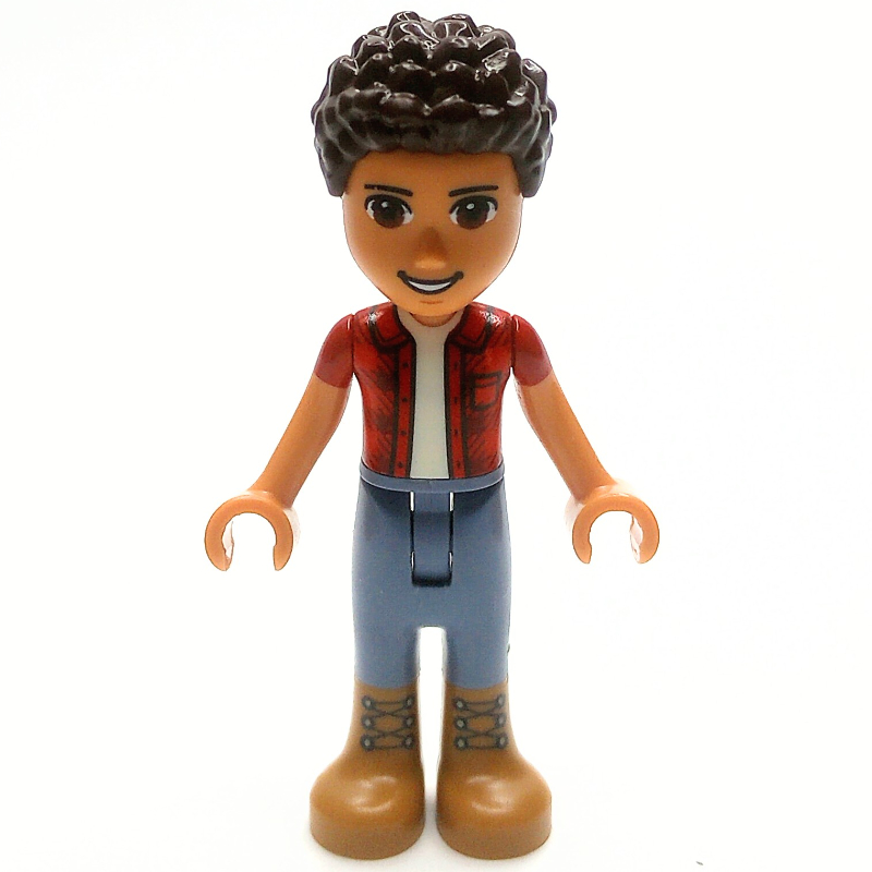 River — chemise rouge, pantalon bleu sable, cheveux brun foncé (River - Red Shirt, Sand Blue Pants, Dark Brown Hair)