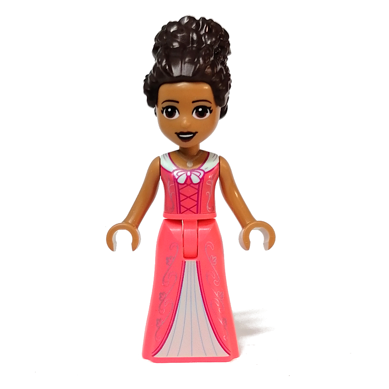 Andrea — robe corail, cheveux brun foncé (Andrea - Coral Dress, Dark Brown Hair)